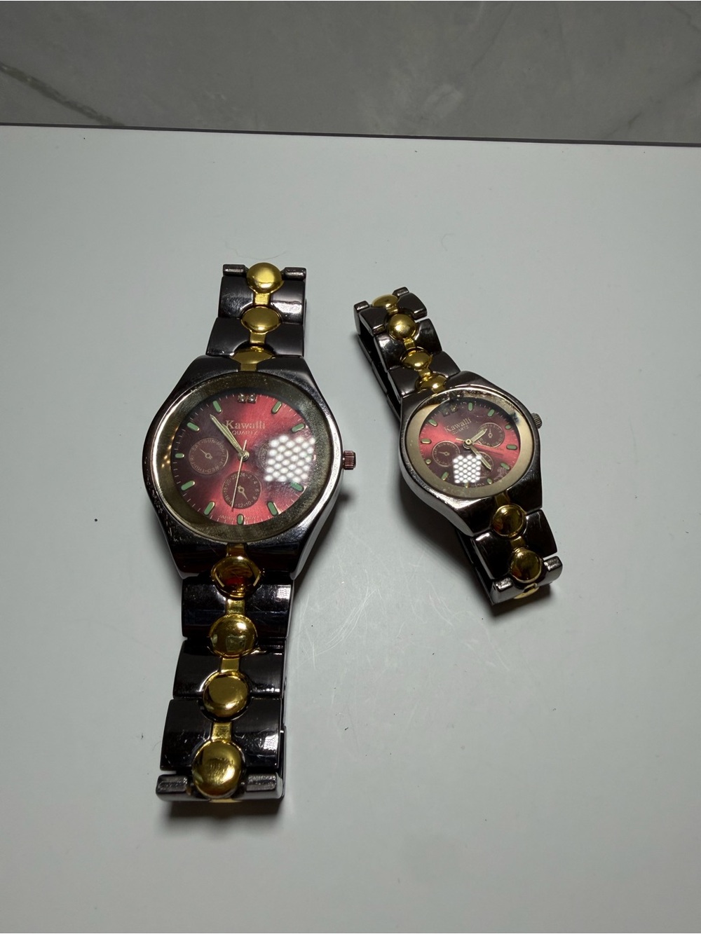 Kawalli his & hers multi-dial quartz watch metal braceelet gold tone links